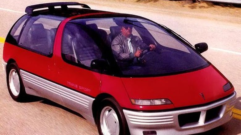 Someone driving the 1986 General Motors Pontiac Trans Sport concept minivan