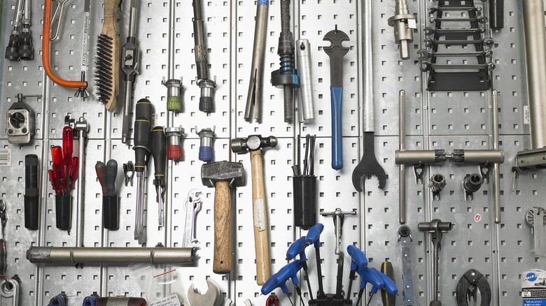 A wall of various tools