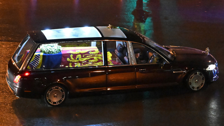 Hearse transporting Queen Elizabeth's remains