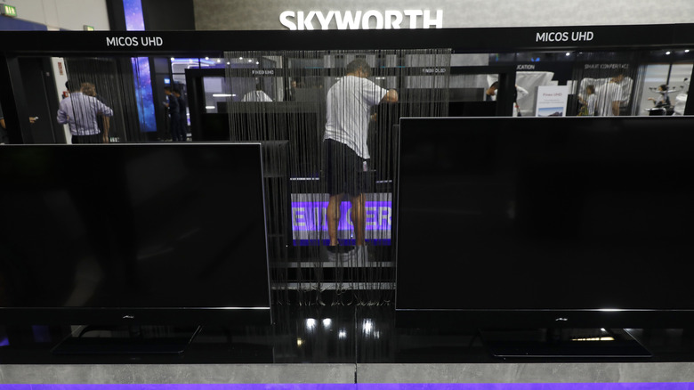 Skyworth televisions at a booth in Germany