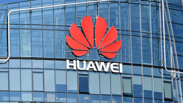 Huawei logo on office building