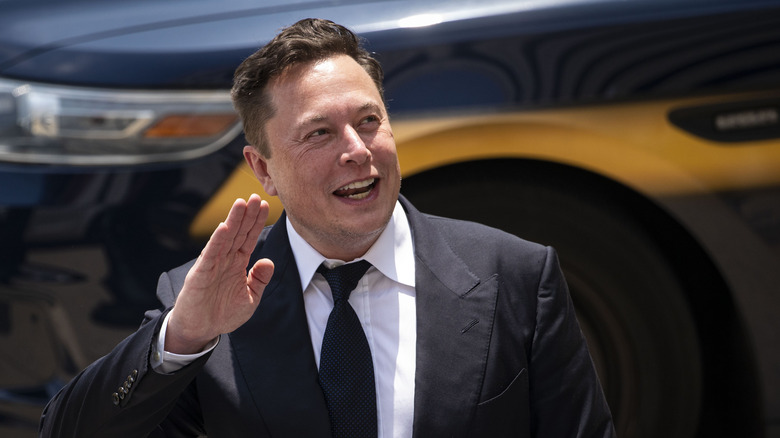 Elon Musk waving