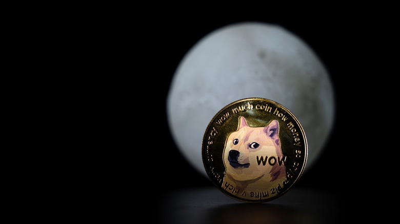 Dogecoin in front of moon