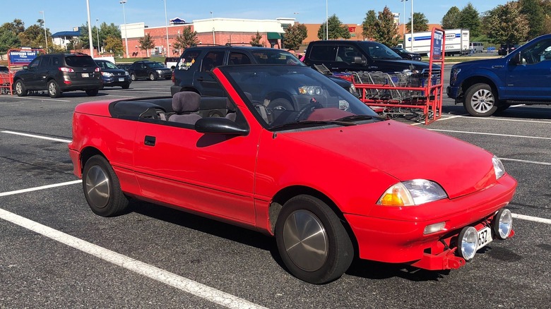 red modified Geo Metro