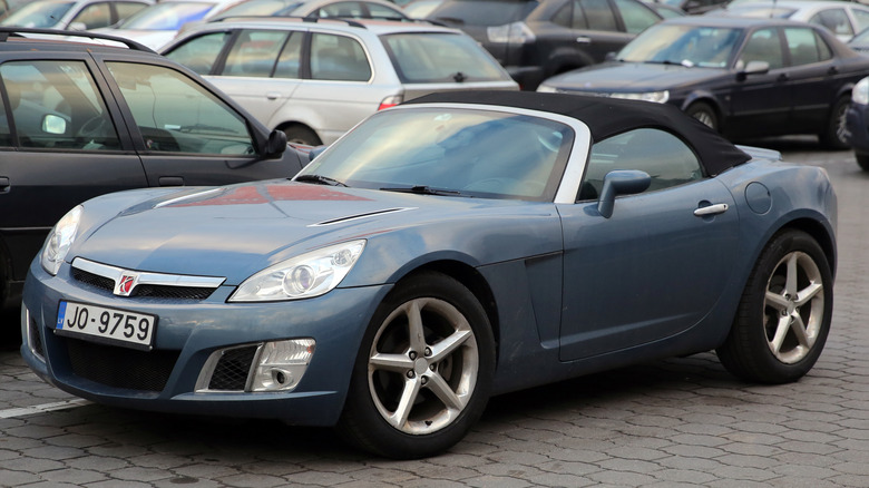 blue Saturn Sky convertible