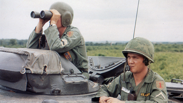 Two soldiers in M48 tank