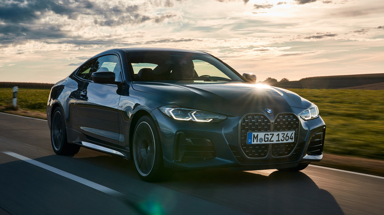 A BMW 4 Series Coupe at sunset