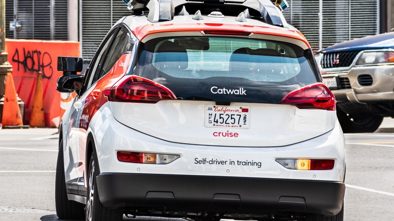 A self-driving Cruise car on the streets of California