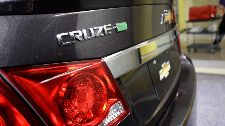 Close-up shot of a Chevy Cruze badge and taillight