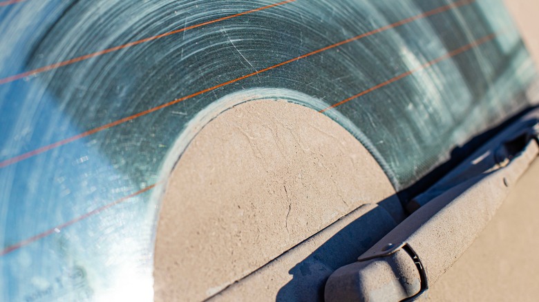 closeup of rear windshield wiper