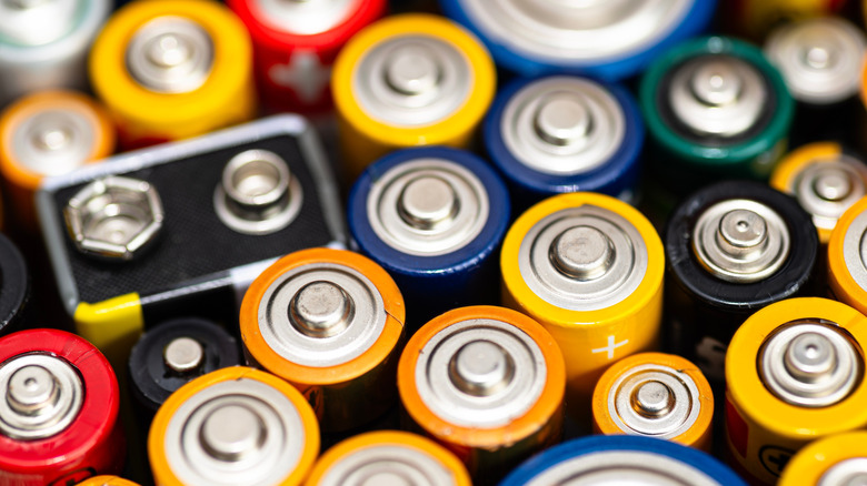 aerial shot of a variety of battery sizes