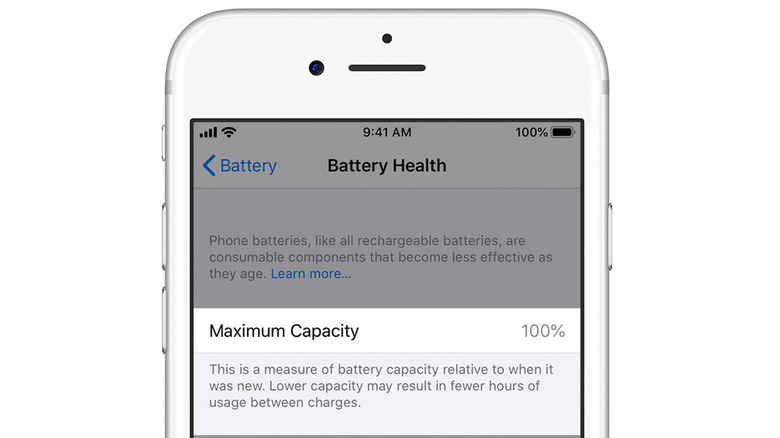 iPhone Battery Health menu