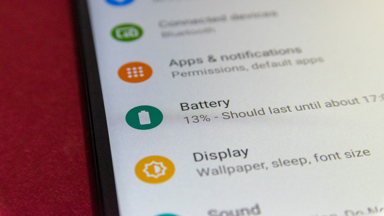 Battery settings menu Android