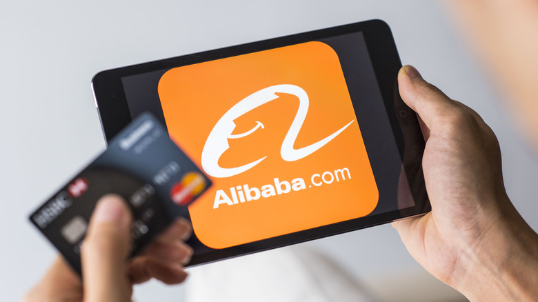 Alibaba logo on a tablet