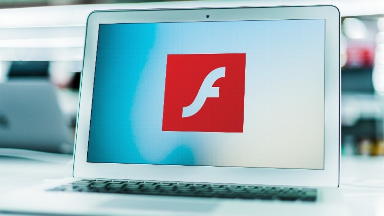 Adobe Flash logo on a laptop