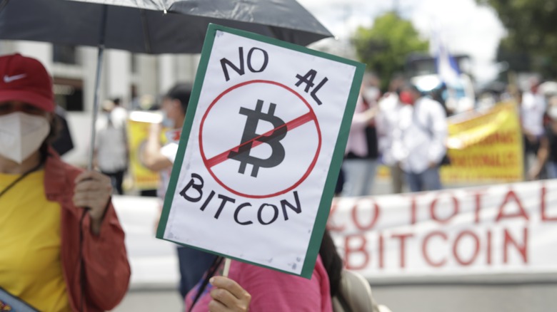 Protest against Bitcoin adoption in El Salvador
