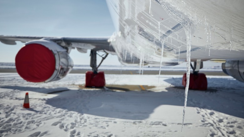 icicles on airplane fuselage