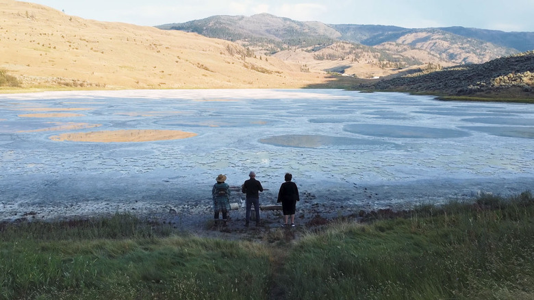 people looking at Spotted Lake