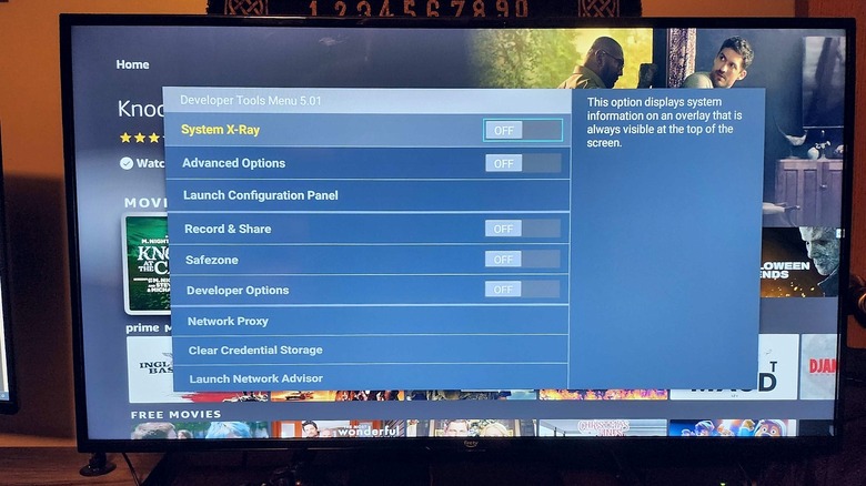 Fire TV Developer Tools Menu