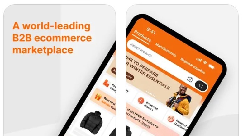 Alibaba app mockup