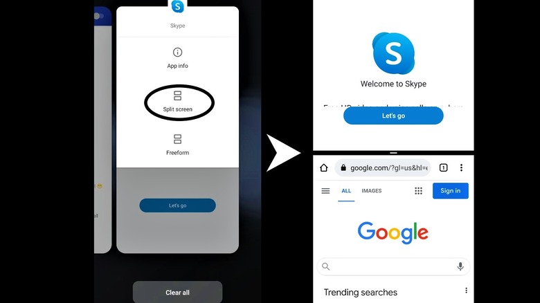 Android split screen mode demonstration