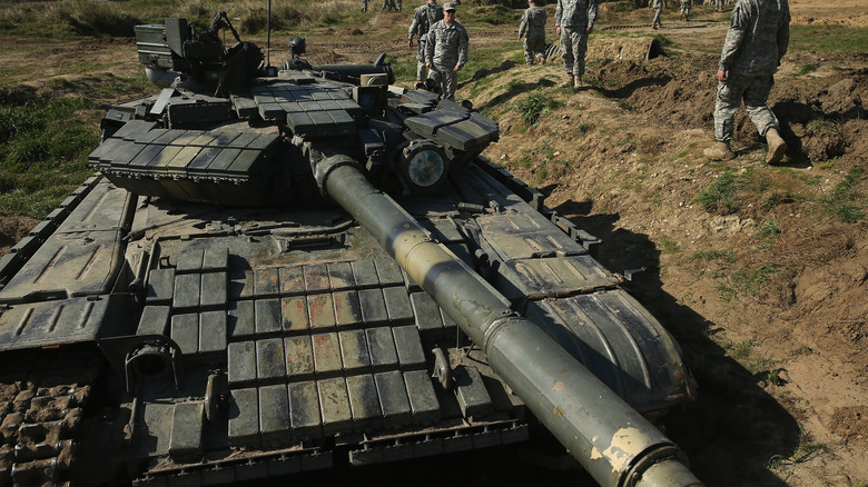 T-80 tank in field