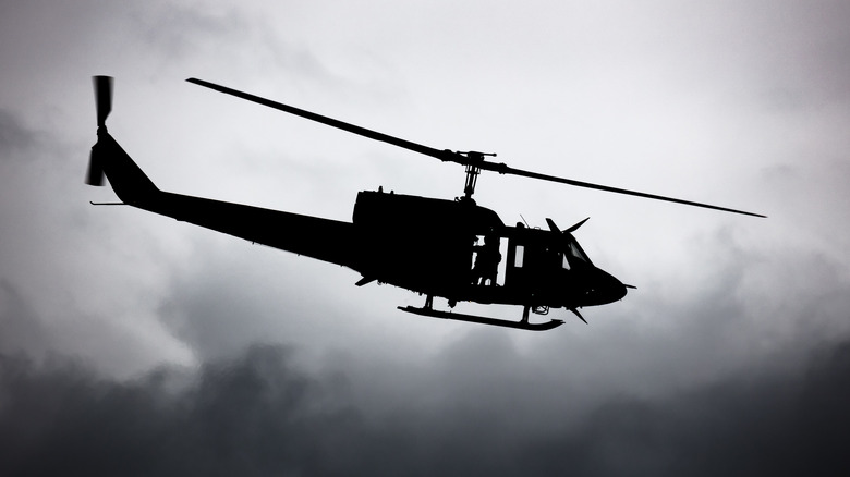 Silhouette of a Bell 212.