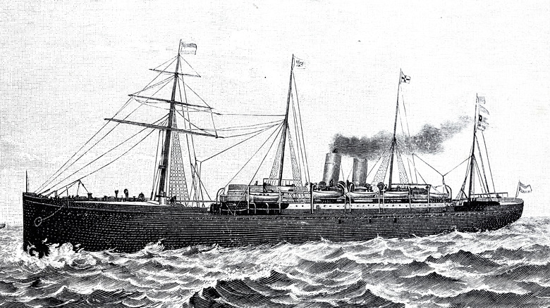 Sail steamship engraving