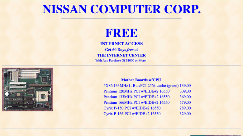 Nissan.com November 1996 cache