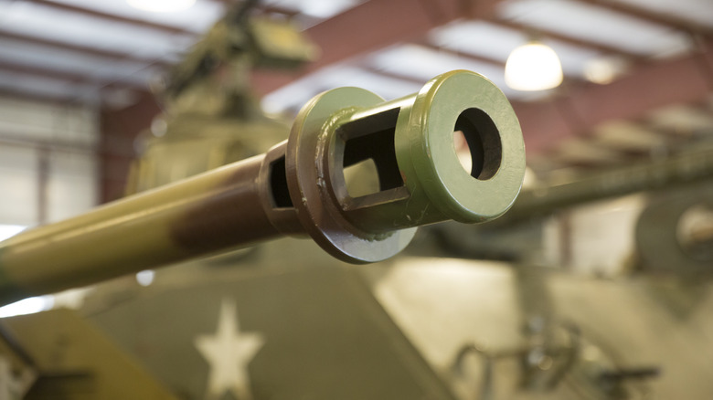 Closeup of tank gun