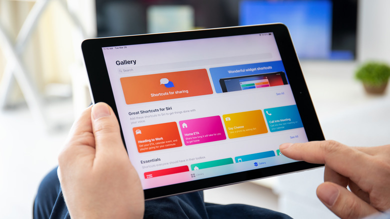 Apple Shortcuts on tablet screen
