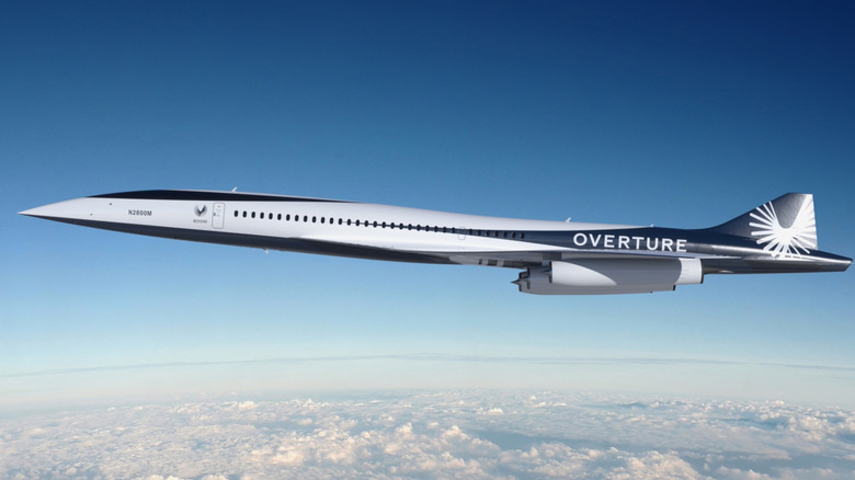 Boom Overture supersonic prototype render of passenger plane in flight