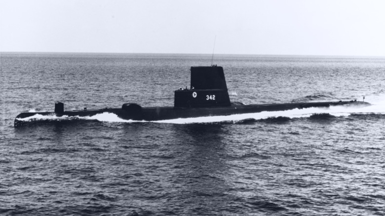 The USS Chopper operating on the surface in 1963