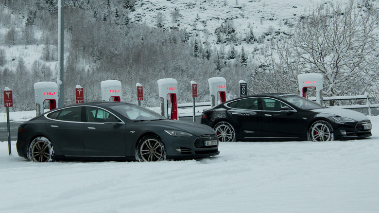 Tesla cars in cold weather