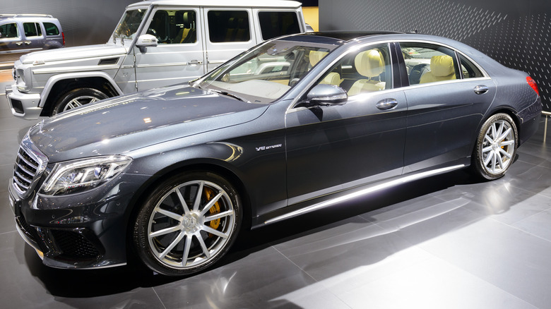 2015 Mercedes-Benz E63 S AMG in a showroom