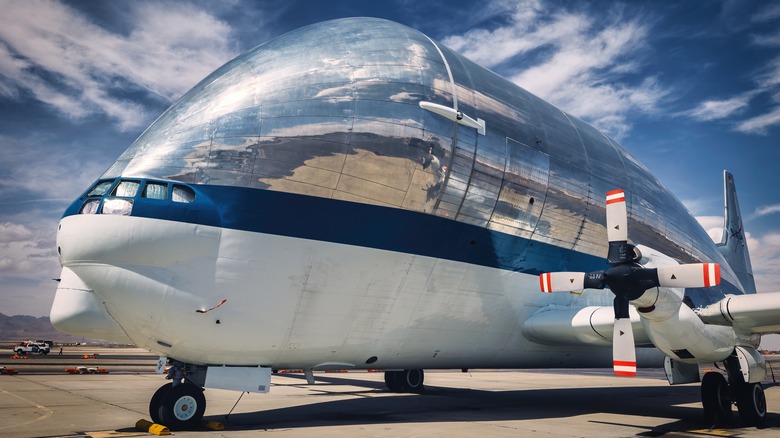 The Aero Spacelines Super Guppy on the ground