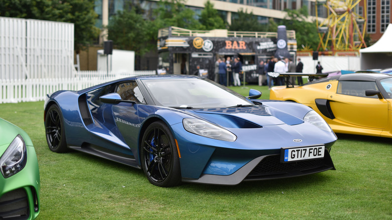 Blue Ford GT on display in London