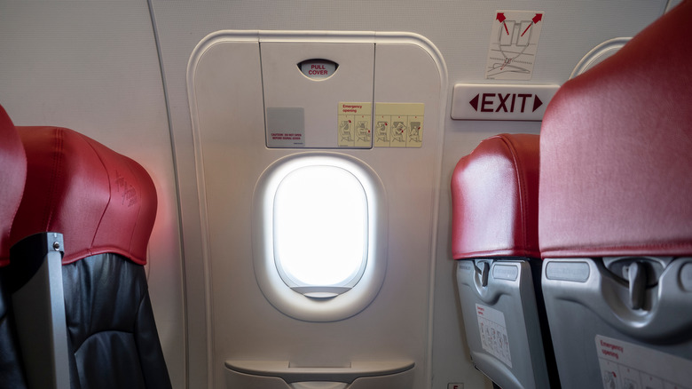 emergency exit inside an aircraft