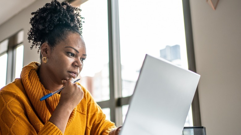 woman working from home office