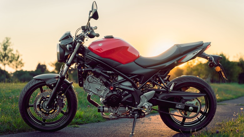 Suzuki SV650S motorcycle parked