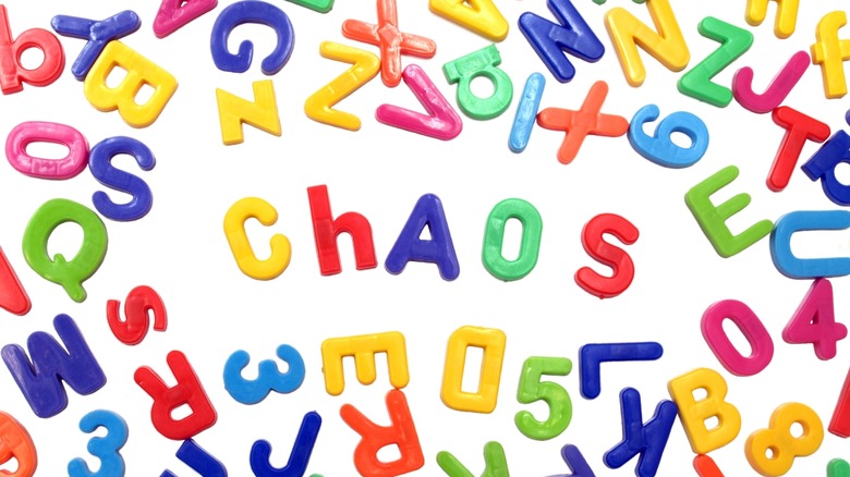 Colorful jumble letters and numbers