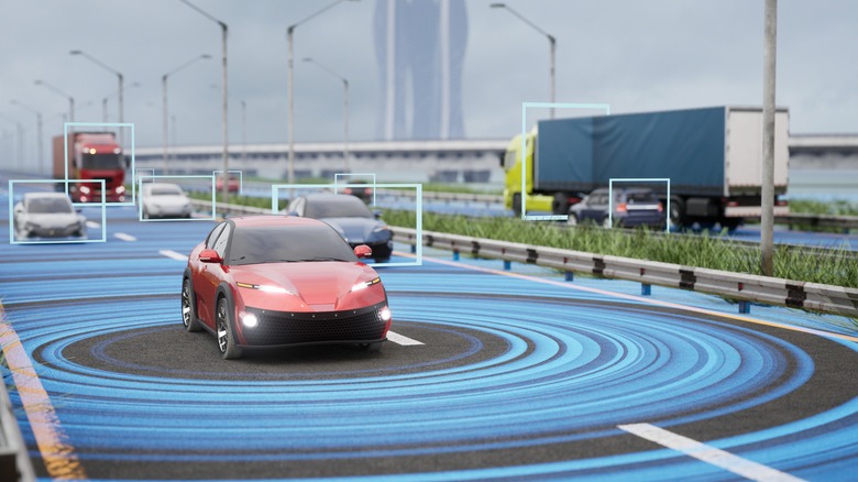 concept autonomous cars on the road