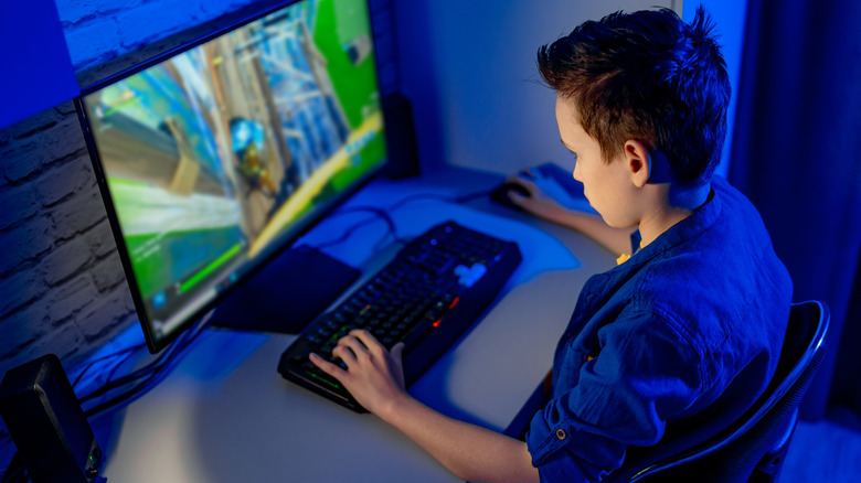 Boy playing video games