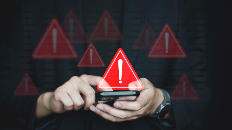 warning signs surrounding phone