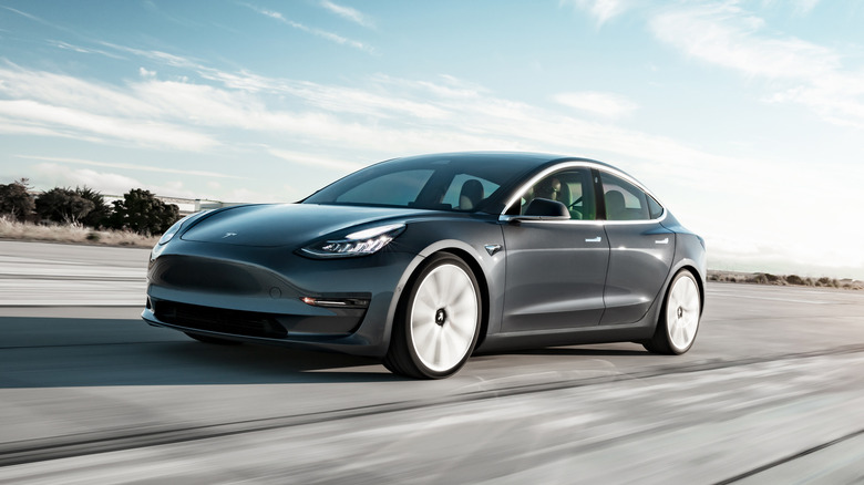 Tesla Model S driving road