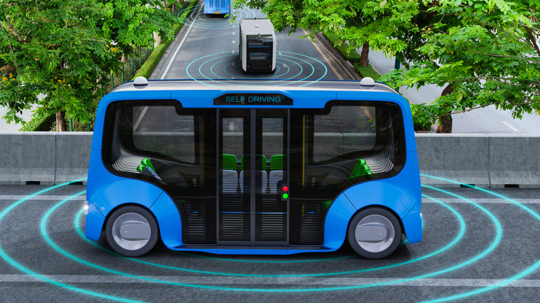 A self-driving electric shuttle bus 