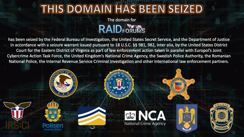 Notice about Raidforums website being seized by the FBI