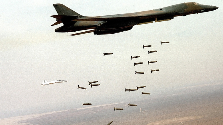 B-1B Lancer dropping bombs