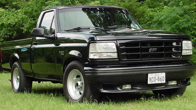 Black 1993 F-150 SVT Lightning front view