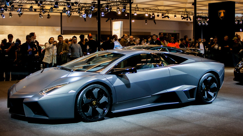 A full side view of a Lamborghini Reventon